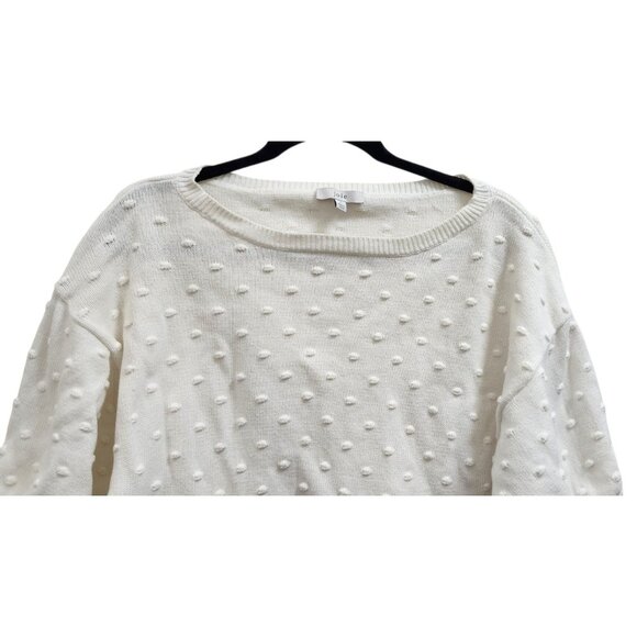 JOIE Size L CAMREN TEXTURED DOT SHORT SLEEVE PULLOVER BLOUSE PORCELAIN - Picture 3 of 10